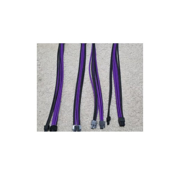 Custom Sleeved PSU Extension Cable Kit – Black & Purple (24-Pin, 8-Pin CPU, 8-Pi - Picture 3 of 11